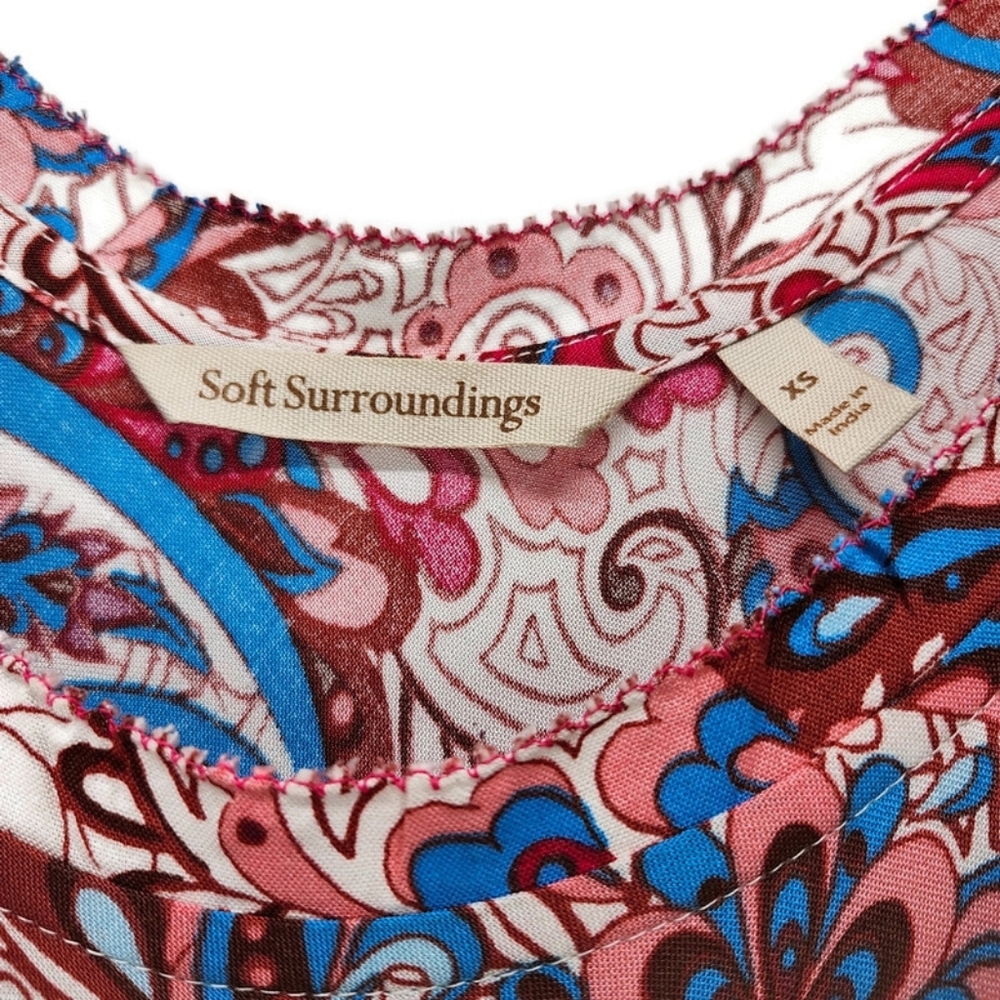 Soft Surroundings Kara Fit & Flare Flowy Pleated Floral Paisley Midi-Maxi Dress - Picture 8 of 16